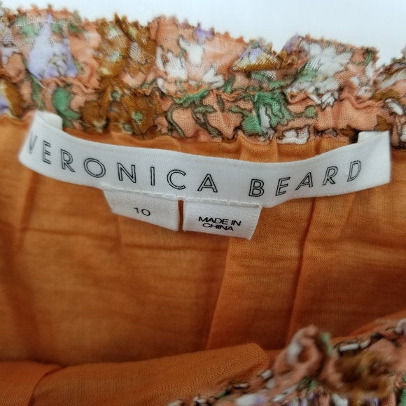 Veronica Beard Melodie Floral-Print Smocked Skirt Size 10 - Picture 4 of 6